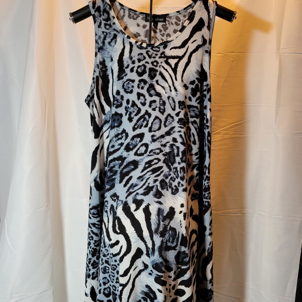 #1344 blue/black animal print dress